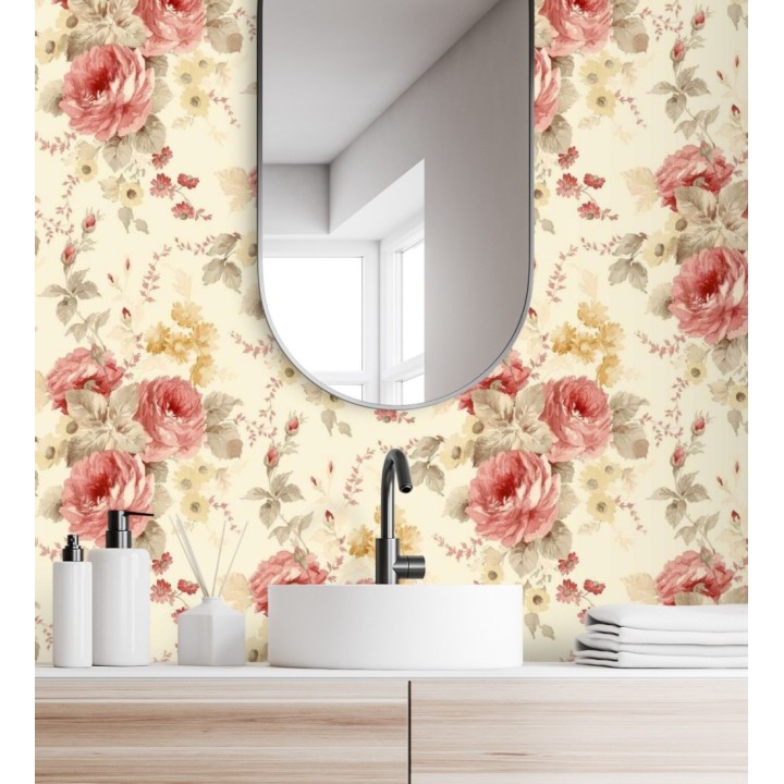 Papel pintado flores grandes románticas vinílico - Spring Flowers 121412