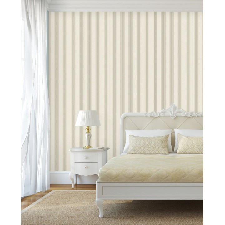Papel pintado de rayas texturizado efecto textil estilo francés - Lutecia Stripes 681720