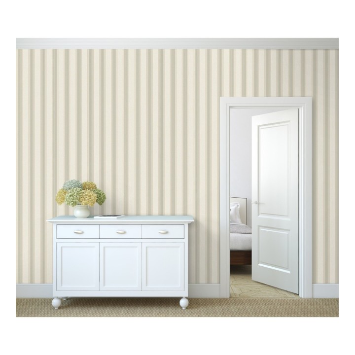 Papel pintado de rayas texturizado efecto textil estilo francés - Lutecia Stripes 681720