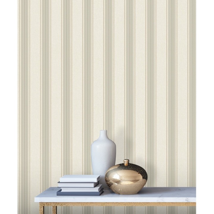 Papel pintado de rayas texturizado efecto textil estilo francés - Lutecia Stripes 681720