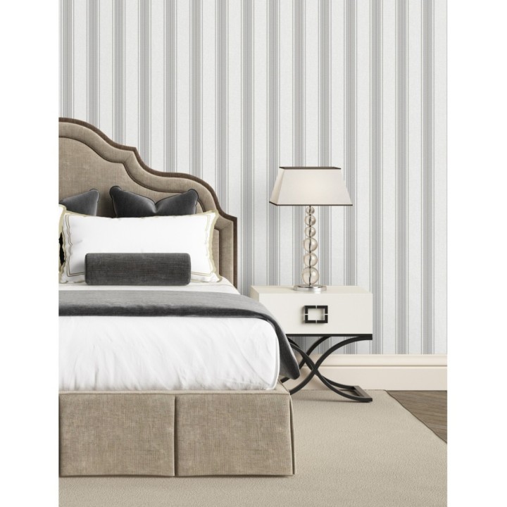 Papel pintado de rayas texturizado efecto textil estilo francés - Lutecia Stripes 681721