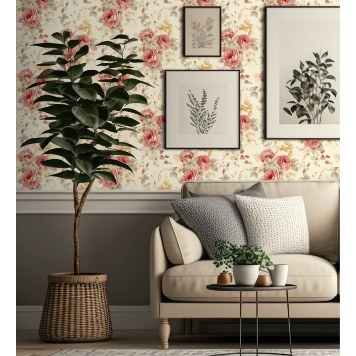 Papel pintado flores grandes románticas vinílico - Spring Flowers 121412