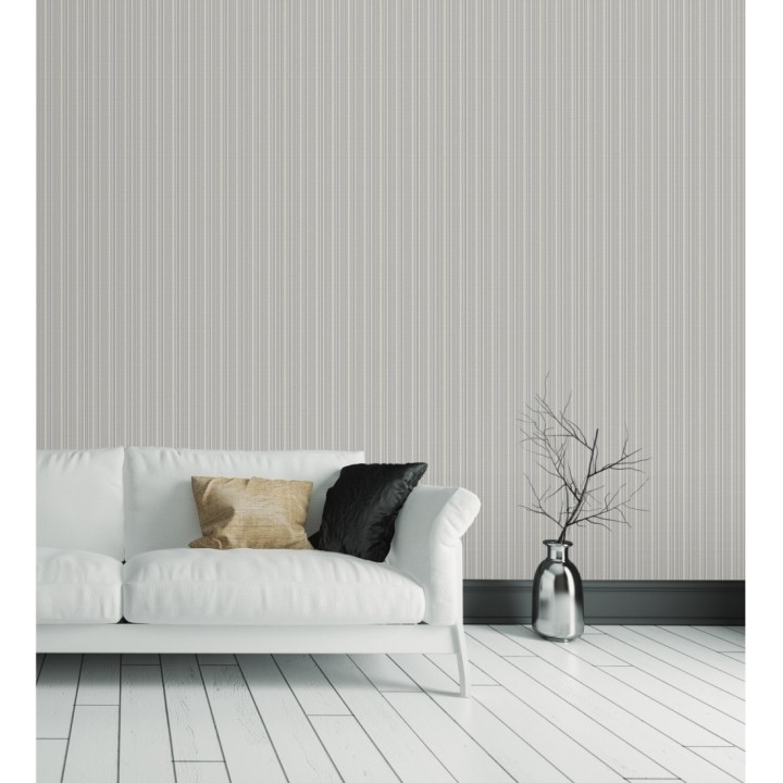 Papel pintado de rayas finas efecto textil texturizado estilo francés - Lutecia Fabric 681726