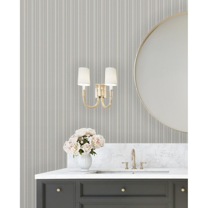 Papel pintado de rayas finas efecto textil texturizado estilo francés - Lutecia Fabric 681726