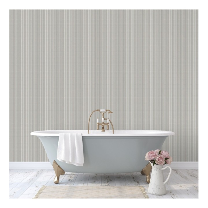 Papel pintado de rayas finas efecto textil texturizado estilo francés - Lutecia Fabric 681726