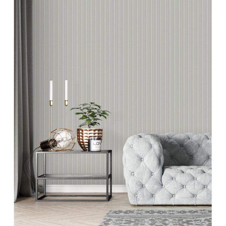 Papel pintado de rayas finas efecto textil texturizado estilo francés - Lutecia Fabric 681726