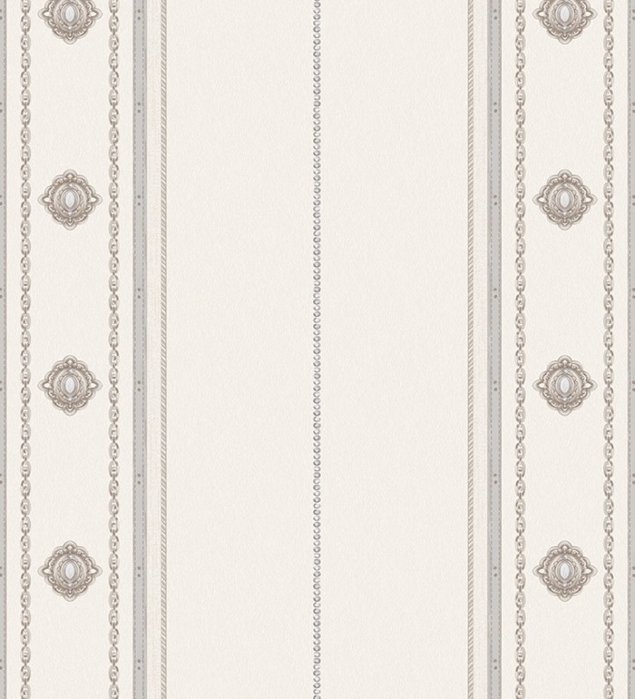 Papel pintado de rayas con ornamentos lujosos en relieve - Antonella Stripes 681732