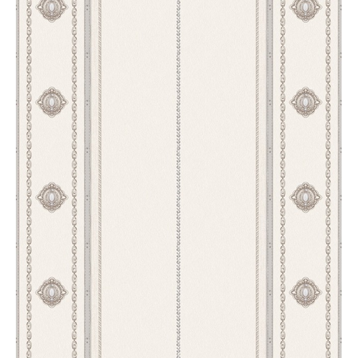 Papel pintado de rayas con ornamentos lujosos en relieve - Antonella Stripes 681732