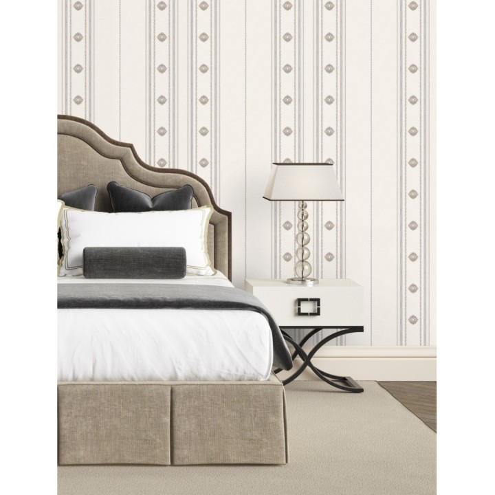Papel pintado de rayas con ornamentos lujosos en relieve - Antonella Stripes 681732