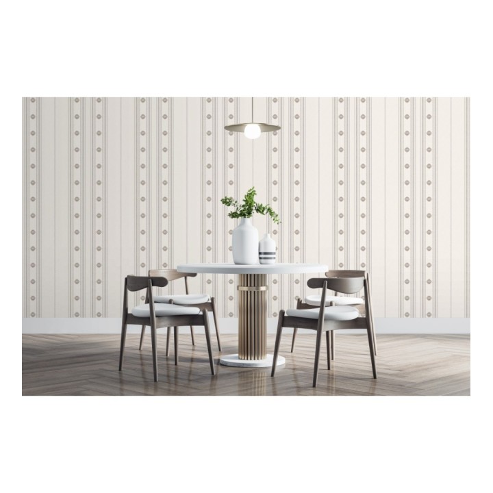Papel pintado de rayas con ornamentos lujosos en relieve - Antonella Stripes 681732