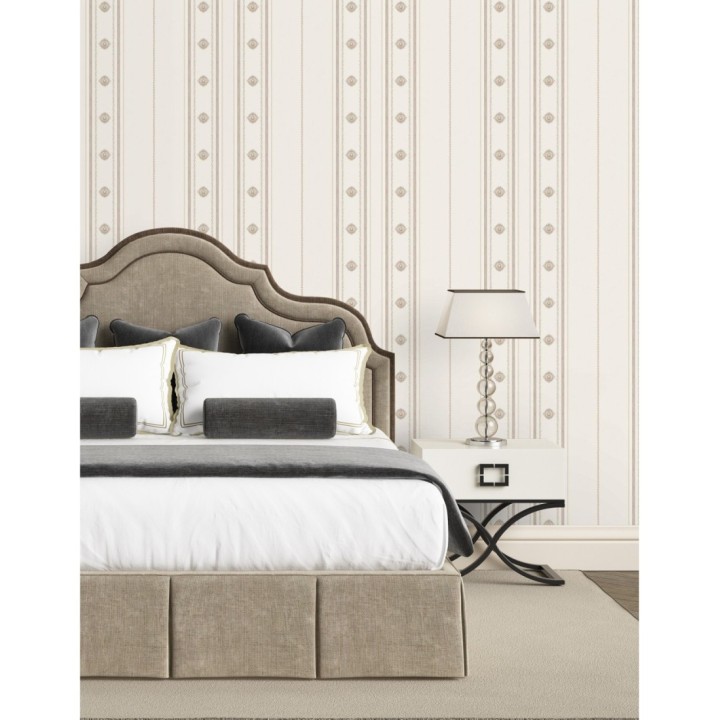 Papel pintado de rayas con ornamentos lujosos en relieve - Antonella Stripes 681733