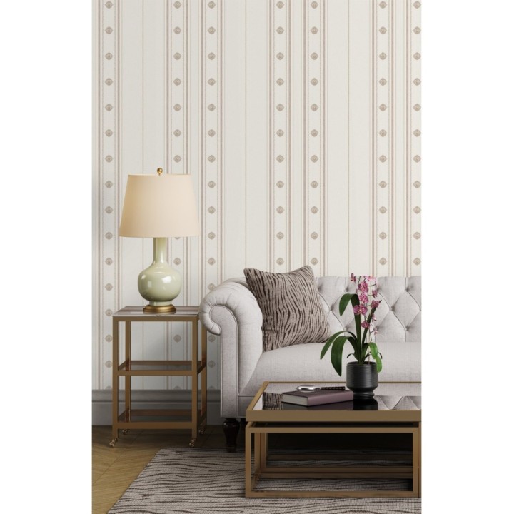 Papel pintado de rayas con ornamentos lujosos en relieve - Antonella Stripes 681733