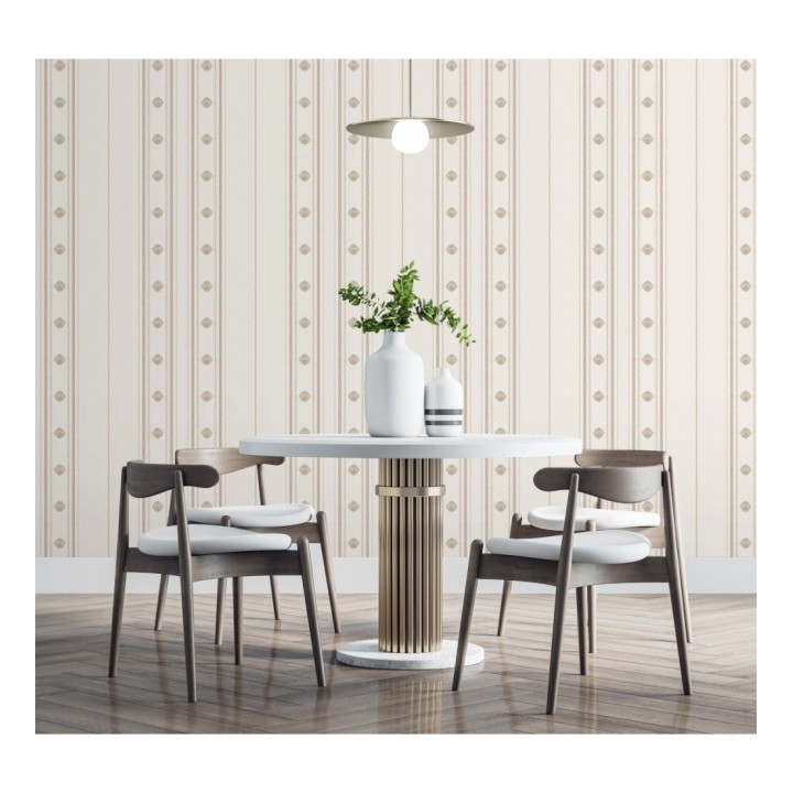 Papel pintado de rayas con ornamentos lujosos en relieve - Antonella Stripes 681733