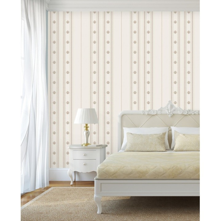 Papel pintado de rayas con ornamentos lujosos en relieve - Antonella Stripes 681733