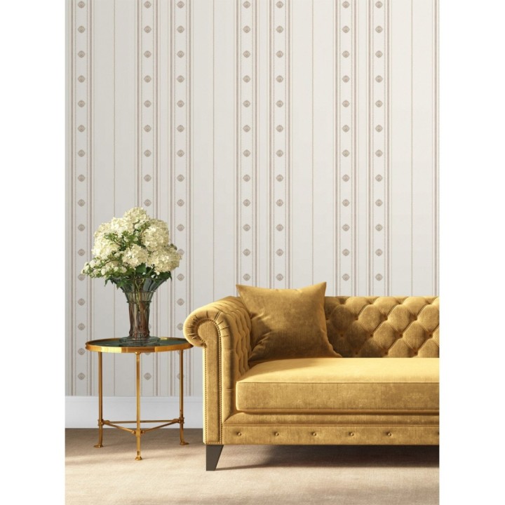 Papel pintado de rayas con ornamentos lujosos en relieve - Antonella Stripes 681733