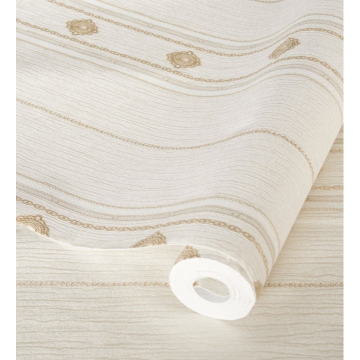 Papel pintado de rayas con ornamentos lujosos en relieve - Antonella Stripes 681734