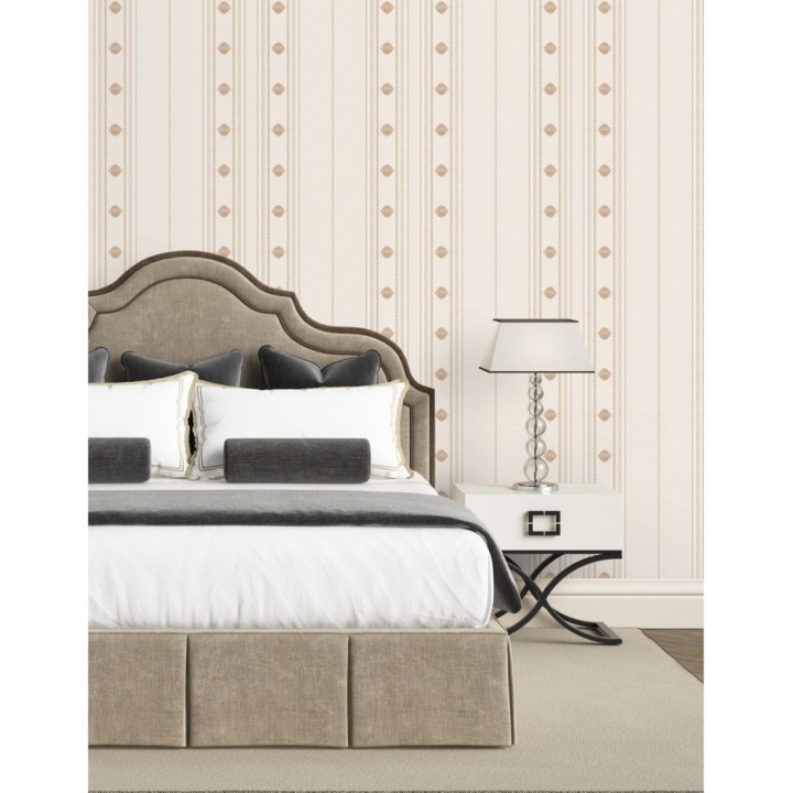 Papel pintado de rayas con ornamentos lujosos en relieve - Antonella Stripes 681734