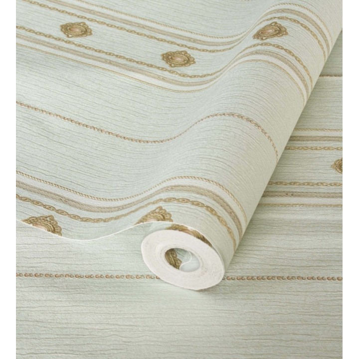 Papel pintado de rayas con ornamentos lujosos en relieve - Antonella Stripes 681735