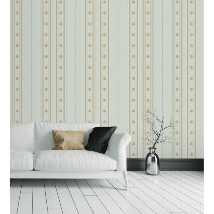 Papel pintado de rayas con ornamentos lujosos en relieve - Antonella Stripes 681735