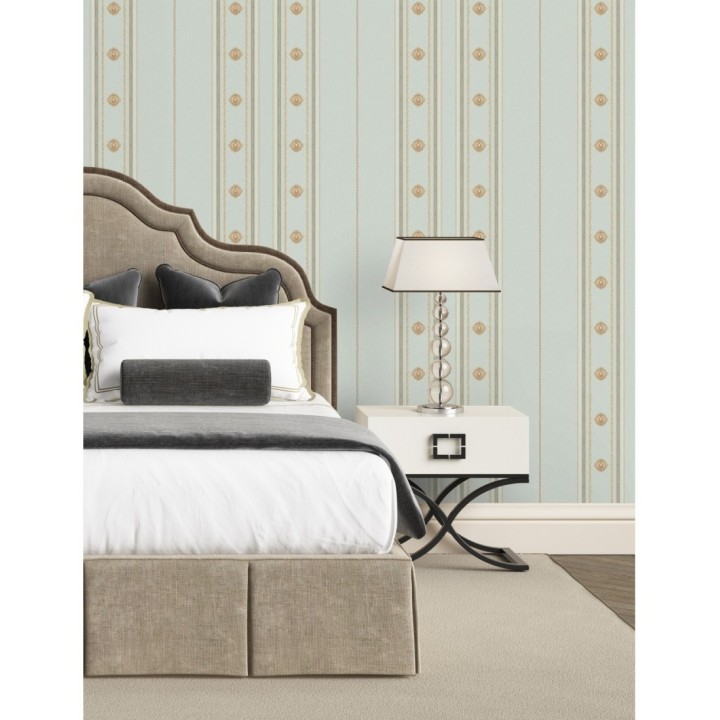 Papel pintado de rayas con ornamentos lujosos en relieve - Antonella Stripes 681735