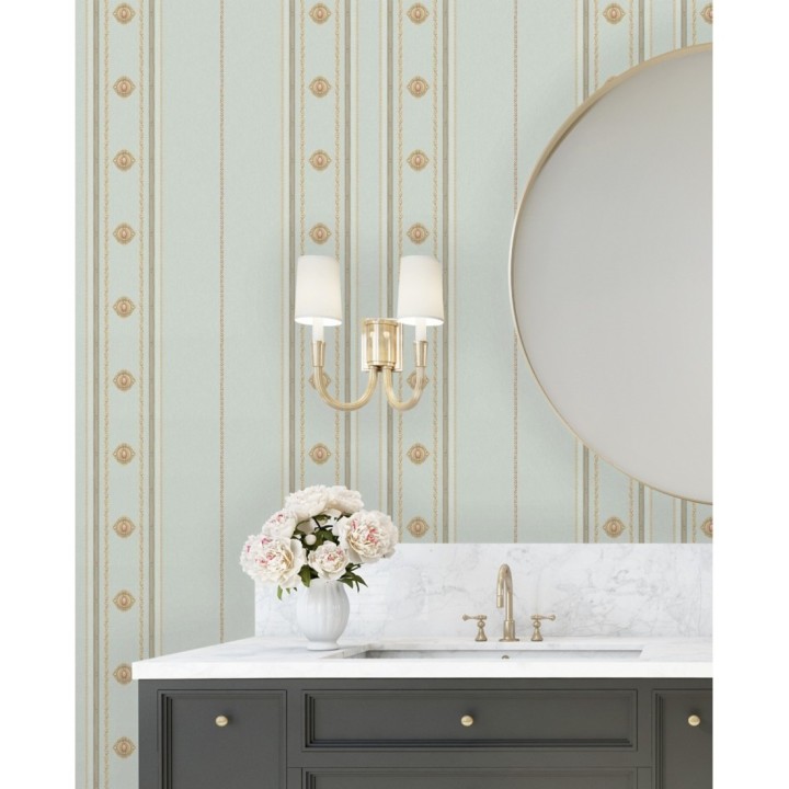 Papel pintado de rayas con ornamentos lujosos en relieve - Antonella Stripes 681735