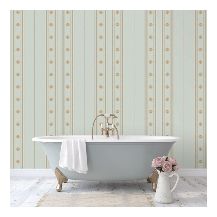 Papel pintado de rayas con ornamentos lujosos en relieve - Antonella Stripes 681735