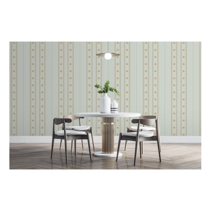 Papel pintado de rayas con ornamentos lujosos en relieve - Antonella Stripes 681735