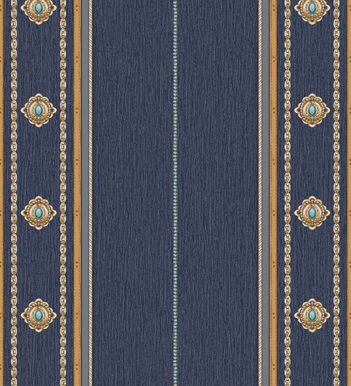 Papel pintado de rayas con ornamentos lujosos en relieve - Antonella Stripes 681736