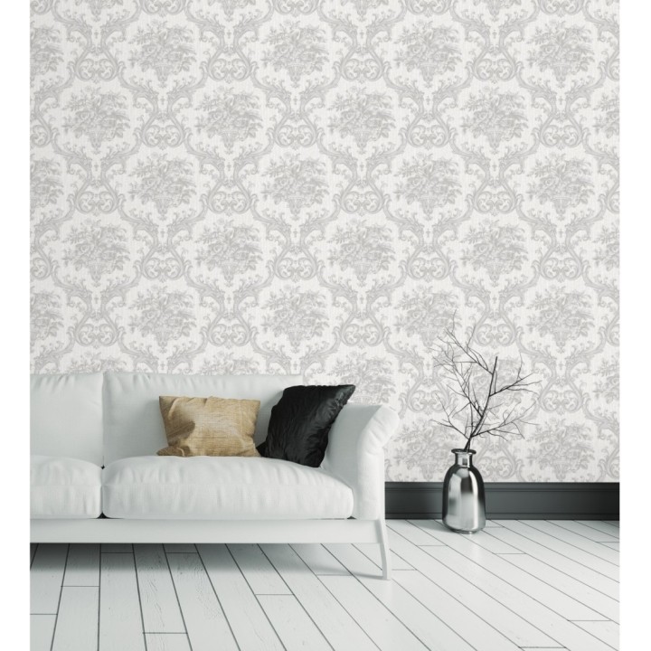 Papel pintado damasco clásico efecto textil con relieve - Senza 681737