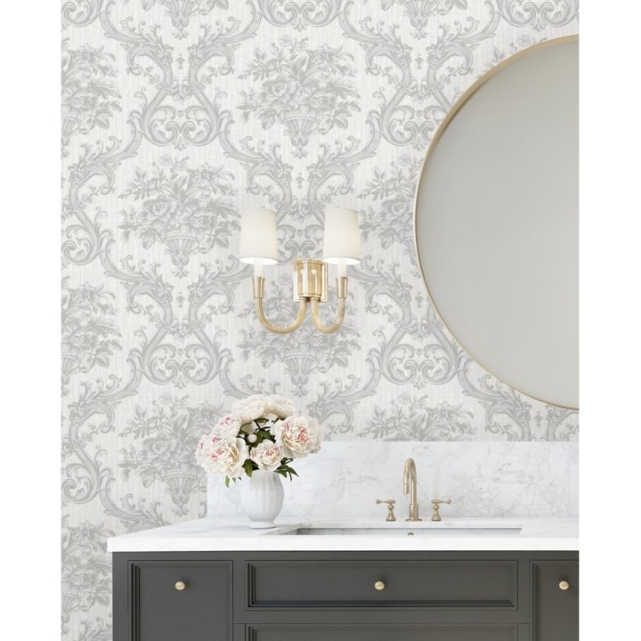 Papel pintado damasco clásico efecto textil con relieve - Senza 681737