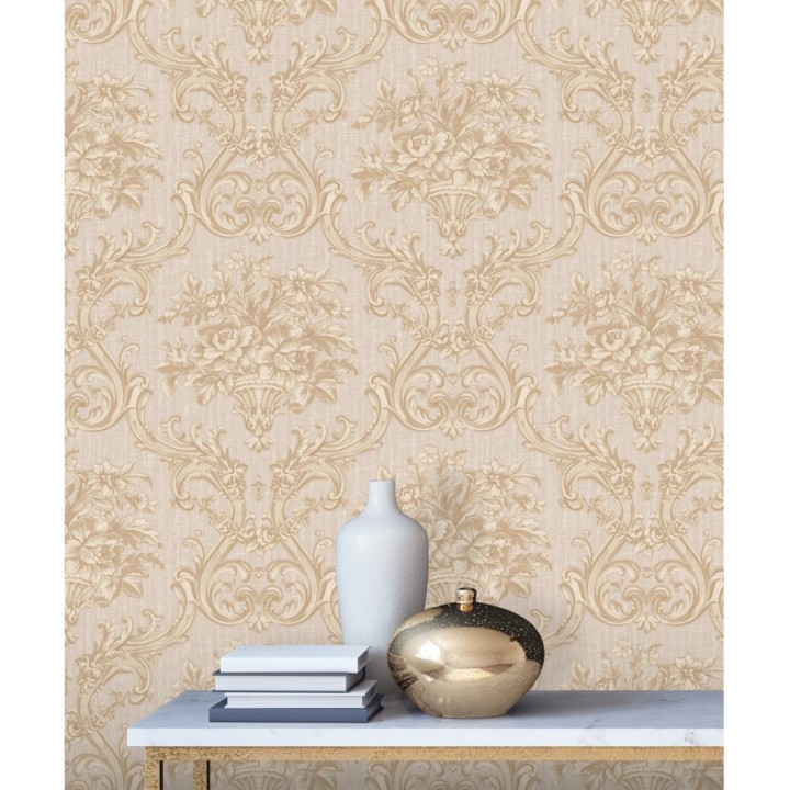 Papel pintado damasco clásico efecto textil con relieve - Senza 681738