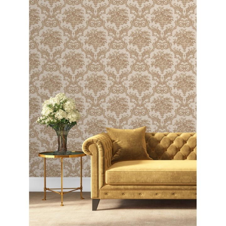 Papel pintado damasco clásico efecto textil con relieve - Senza 681739