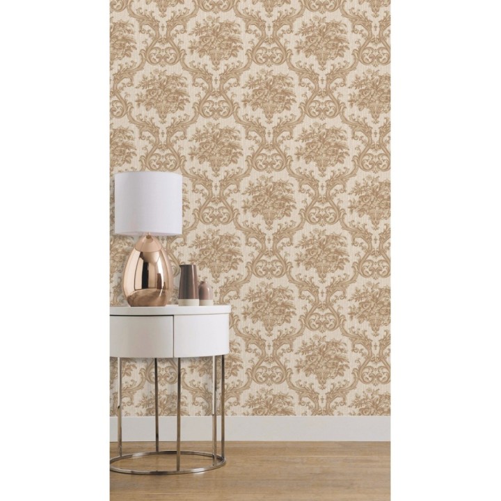 Papel pintado damasco clásico efecto textil con relieve - Senza 681739