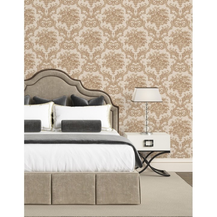 Papel pintado damasco clásico efecto textil con relieve - Senza 681739