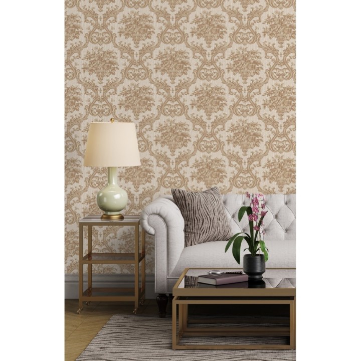 Papel pintado damasco clásico efecto textil con relieve - Senza 681739