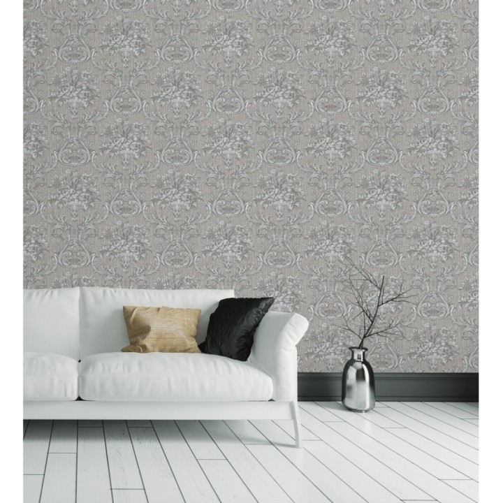 Papel pintado damasco clásico efecto textil con relieve - Senza 681740