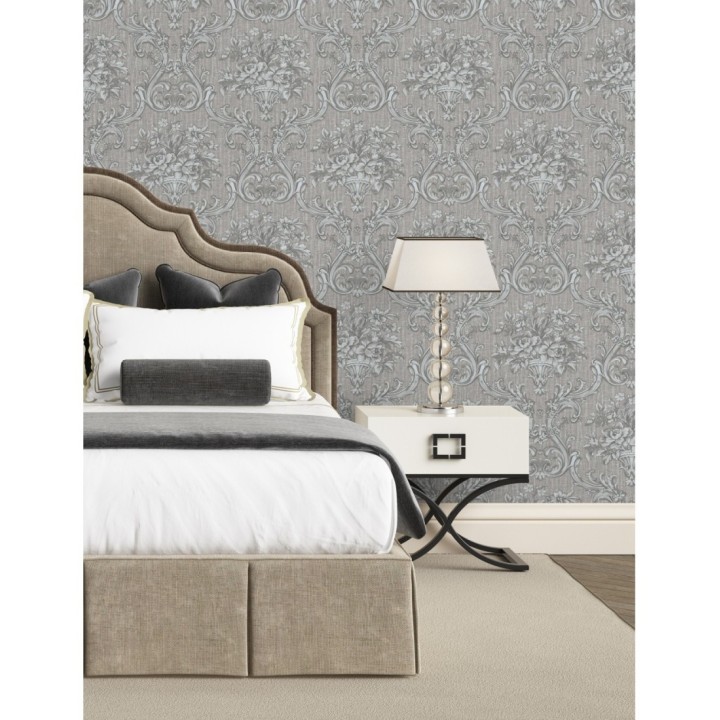 Papel pintado damasco clásico efecto textil con relieve - Senza 681740