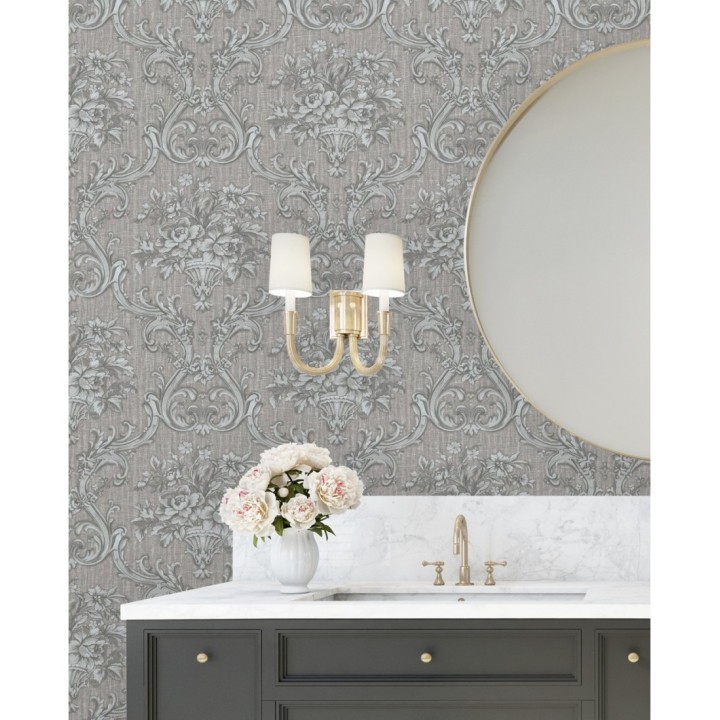 Papel pintado damasco clásico efecto textil con relieve - Senza 681740