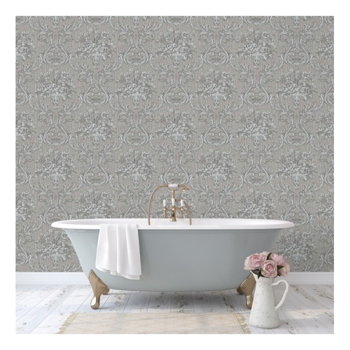 Papel pintado damasco clásico efecto textil con relieve - Senza 681740