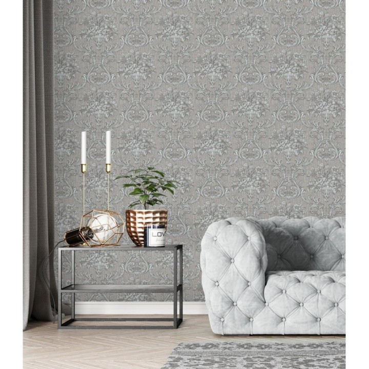 Papel pintado damasco clásico efecto textil con relieve - Senza 681740