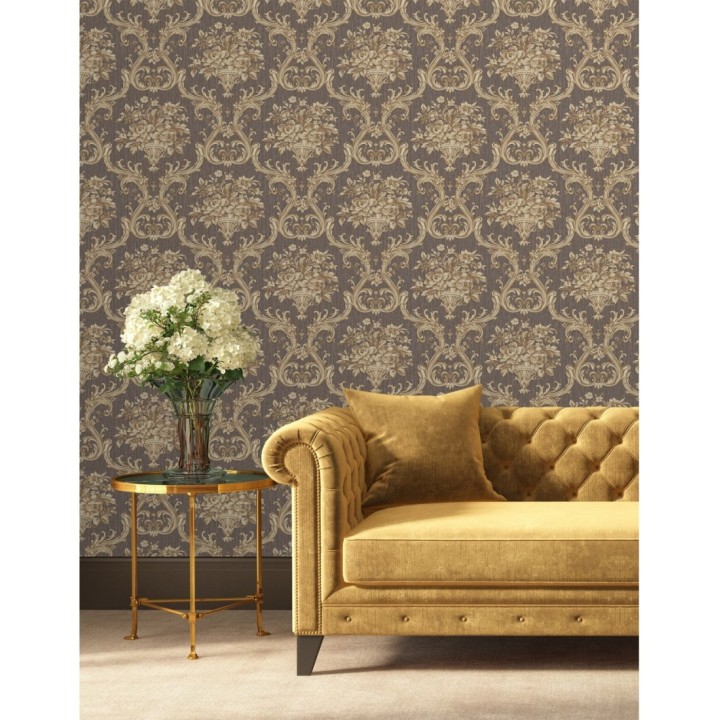 Papel pintado damasco clásico efecto textil con relieve - Senza 681741