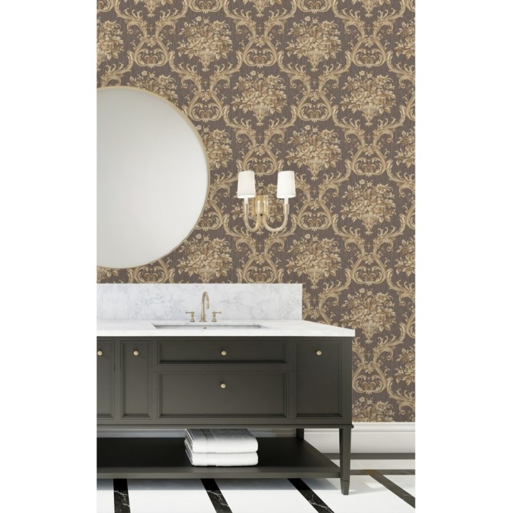 Papel pintado damasco clásico efecto textil con relieve - Senza 681741