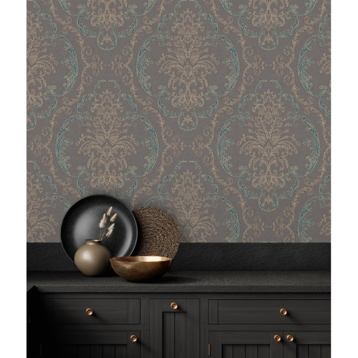 Papel pintado damasco estilo árabe con relieve efecto textil - Samarcanda 681749