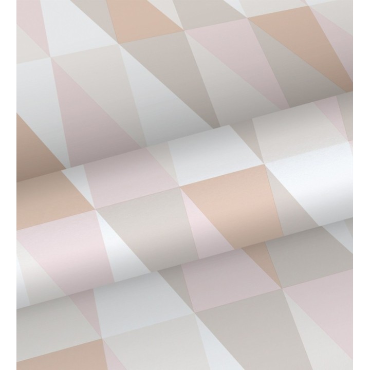 Papel pintado geométrico juvenil tonos rosas - Cloted 681758