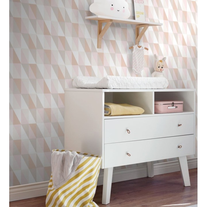 Papel pintado geométrico juvenil tonos rosas - Cloted 681758