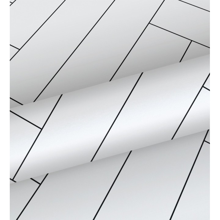 Papel pintado espiga de listones de madera pintados en blanco - Zander Spike 681760