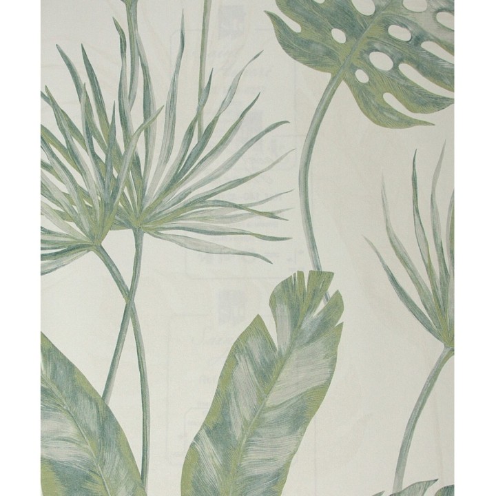 Papel pintado de hojas artísticas tropicales verde - Paracuru 121452