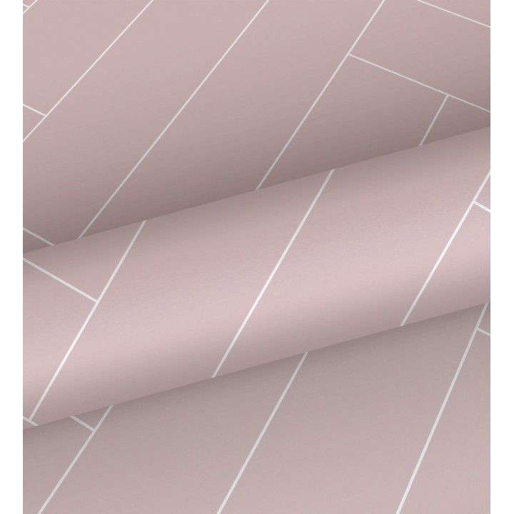 Papel pintado espiga de listones de madera pintados en rosa - Zander Spike 681761