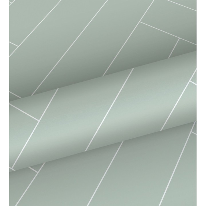 Papel pintado espiga de listones de madera pintados en verde - Zander Spike 681762