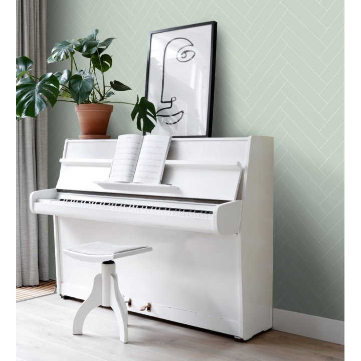 Papel pintado espiga de listones de madera pintados en verde - Zander Spike 681762